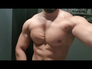 close up chest and nipples action watch that big mass move. you worship years of heavy training re