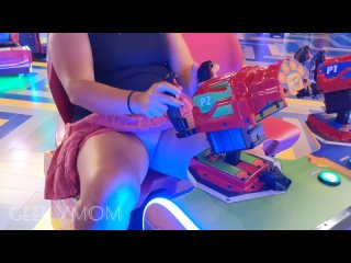 girl trying to hold back her moans... | porn in public | public porn | outdoor porn | silent moan 18 flashing in the arcade